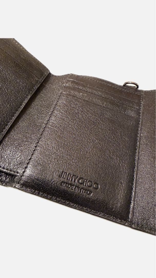 ぱすてるさん✨未使用‼️JIMMY CHOO 三つ折財布 黒 レザー