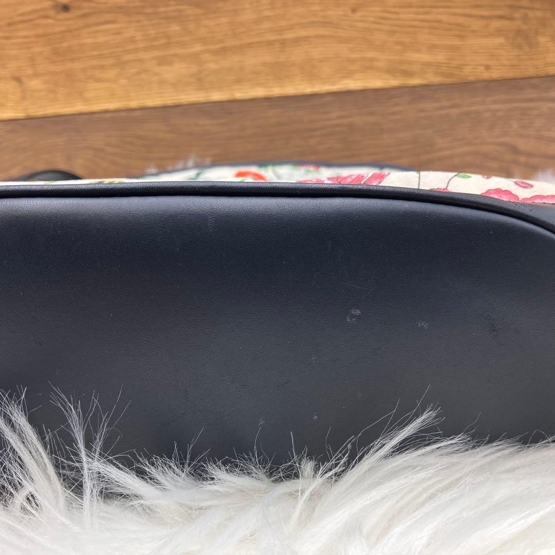 専用GUCCI オールド グッチ　フローラ キャンバスネイビーレザー ショルダー