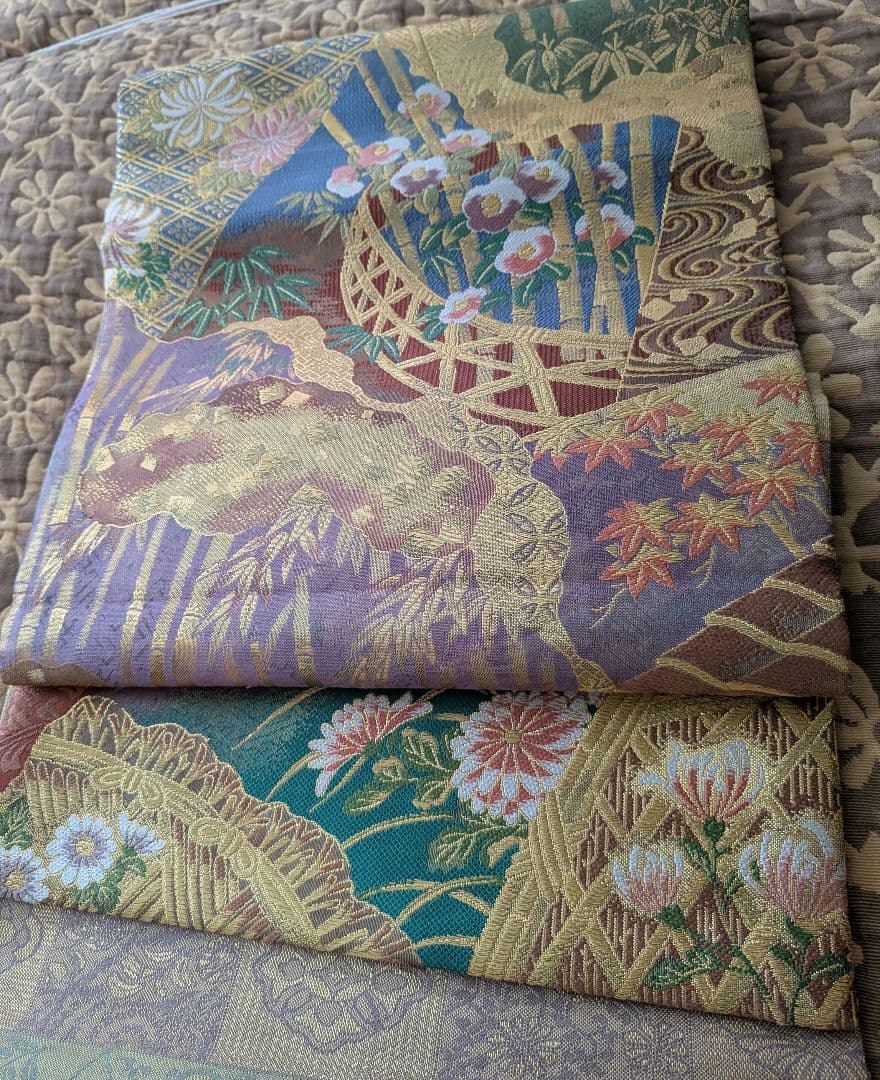 お値引き価格　袋帯 正絹　長さ460cm弱全通　振袖訪問着など