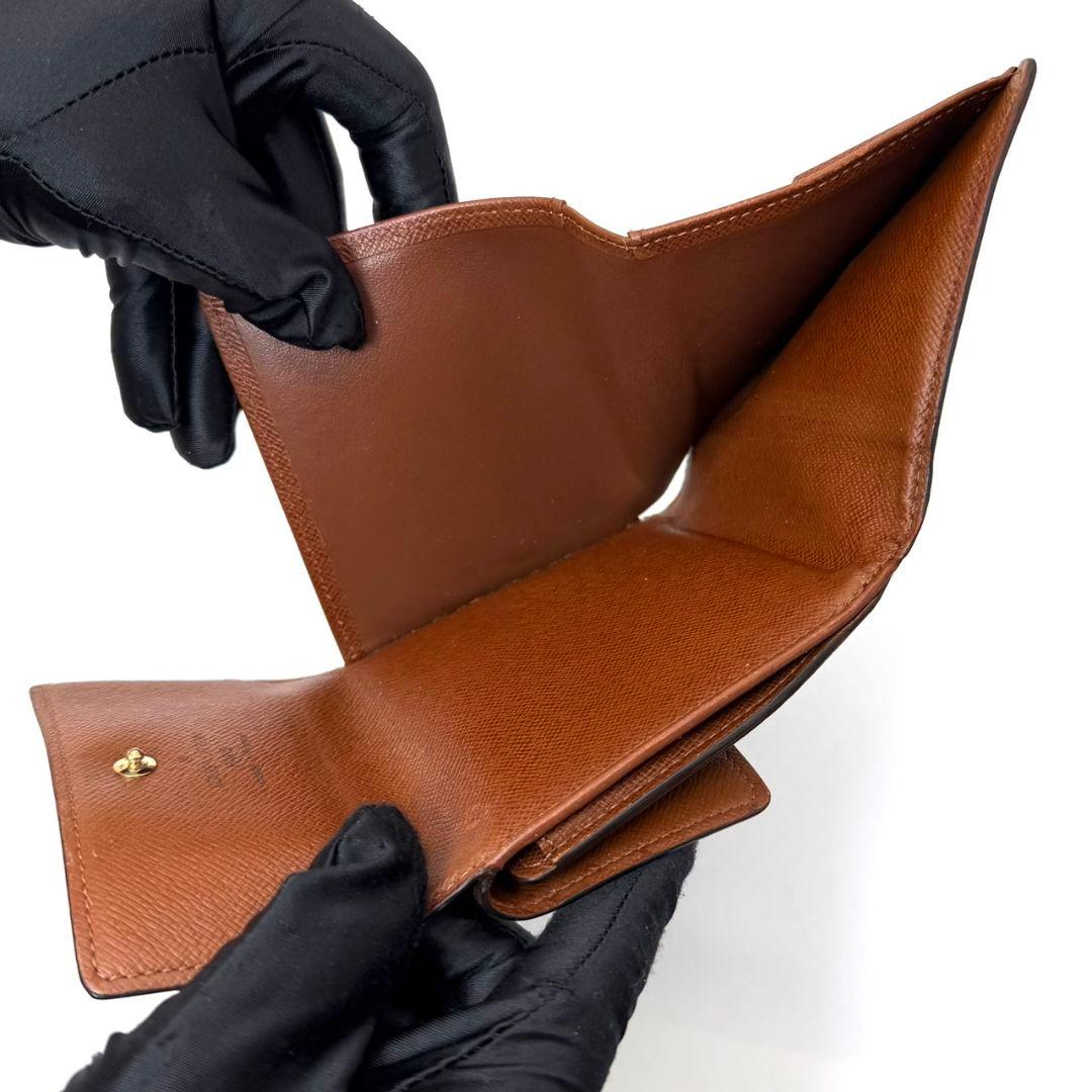 良品 ルイヴィトン モノグラム ポルトモネ ビエ カルトクレディ 財布 茶 W