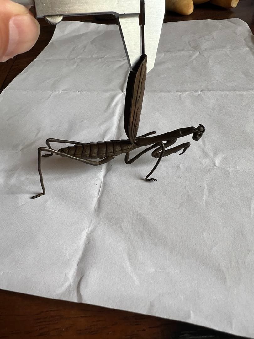 古銅自在カマキリ　螳螂 置物 長約9.2CM