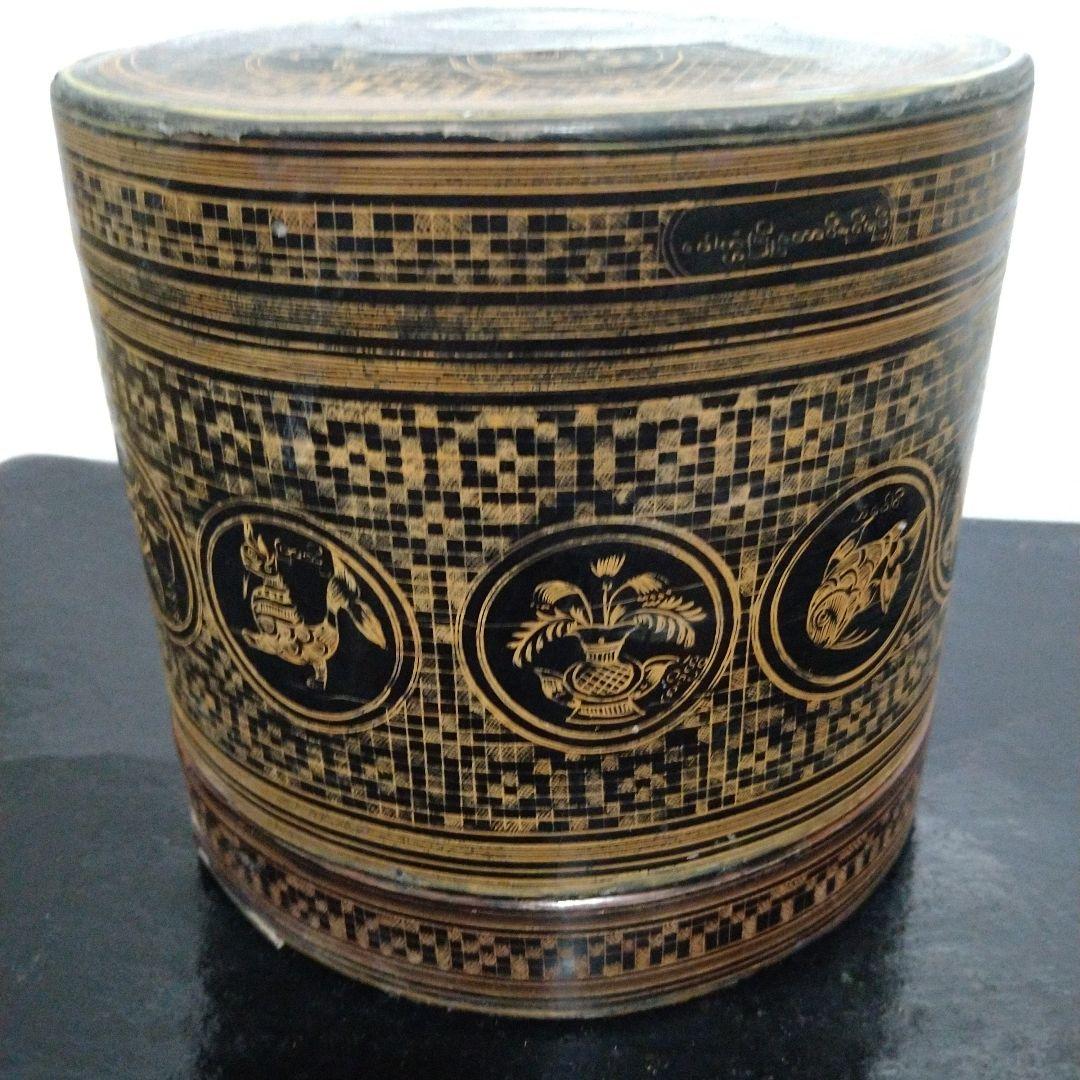 ビルマ(ミャンマー)キンマ 籃胎漆器 アンティーク