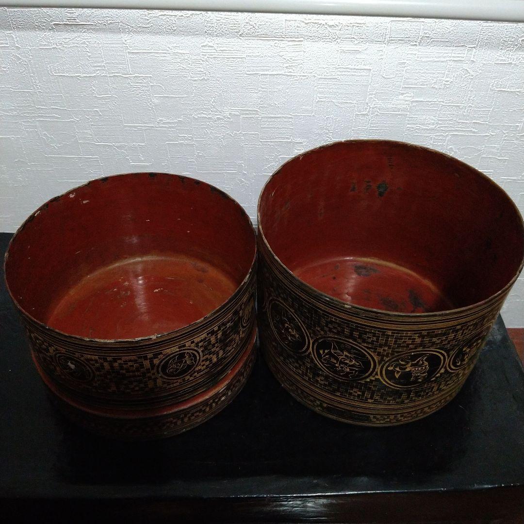 ビルマ(ミャンマー)キンマ 籃胎漆器 アンティーク