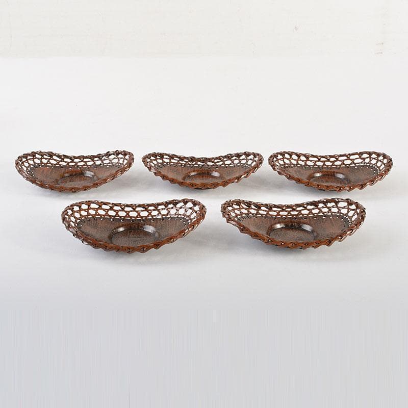 煎茶道具　平安　銅政造　黄銅　二段編　小判茶托　5客　共布共箱　V　6829