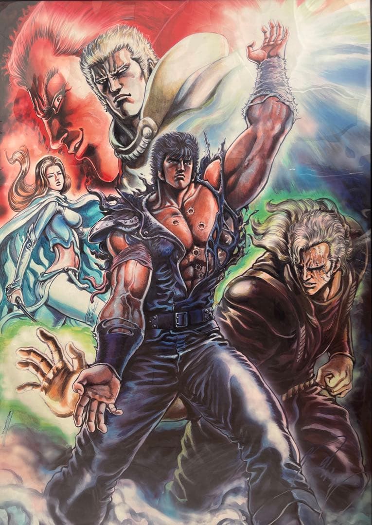 【超特大】北斗の拳 アートポスター フレーム付き 104x146cm シリアル入