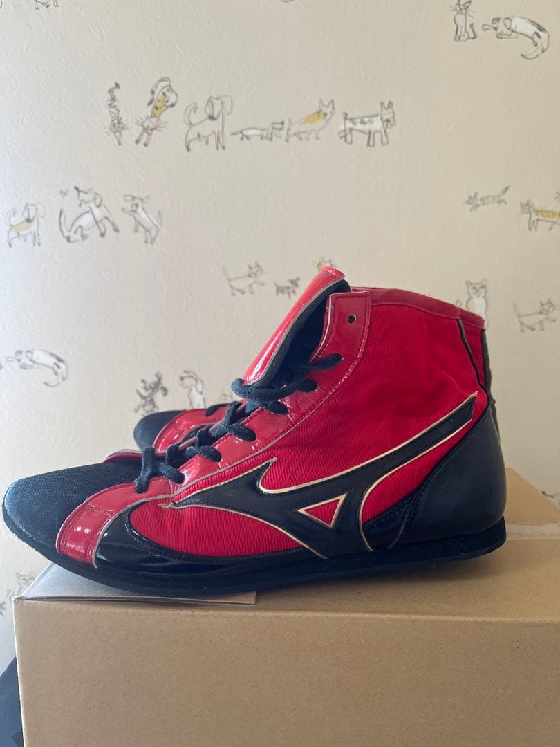 【Mizuno】ボクシングシューズ レッド ハイカット オーダーモデル 希少