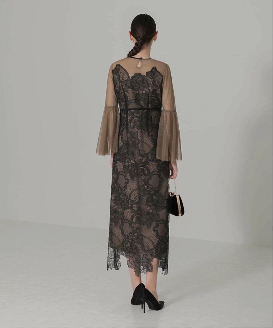 Leja レースパーティードレス ブラック/ベージュ