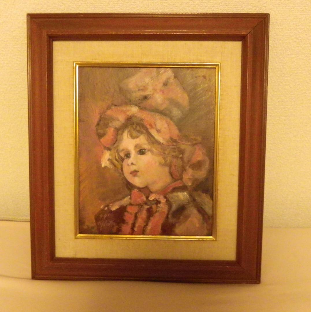 油絵　98歳まで天命を全うした画家　古川　幸の作品　少女　F3号