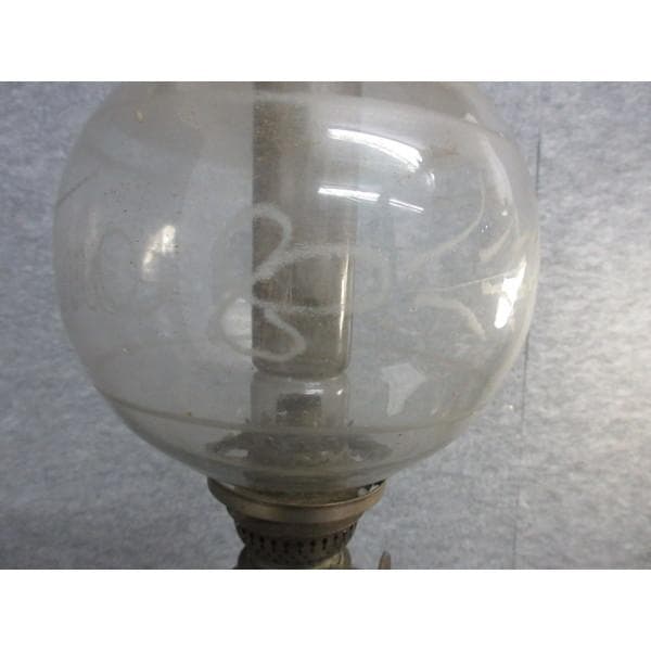 アンティーク透明に模様入り笠竹筒置きランプ [B26786]