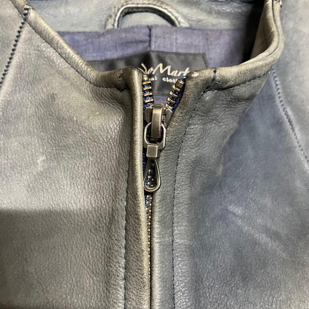 トルネードマート　ブルー　グレー 牛革　シングルライダース