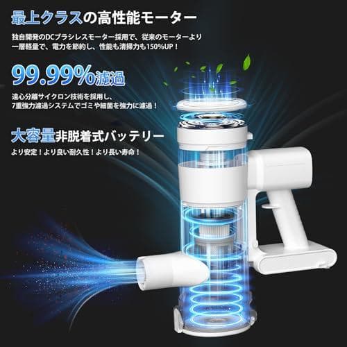 掃除機 コードレス ブラシレスモーター コードレス掃除機 一人暮らし 緑色LED