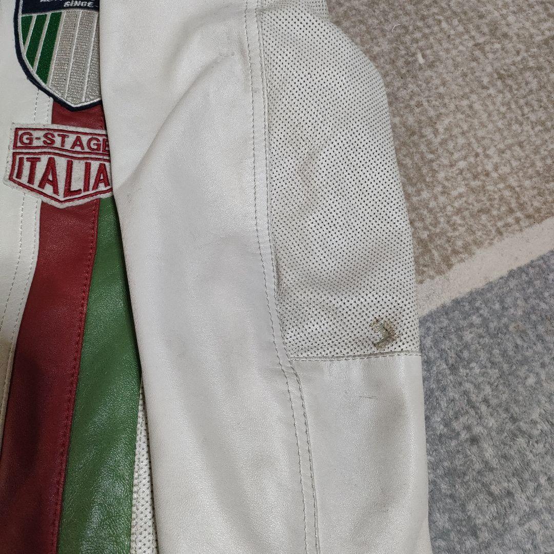 イタリアカラー　ホワイトレザージャケット　本革