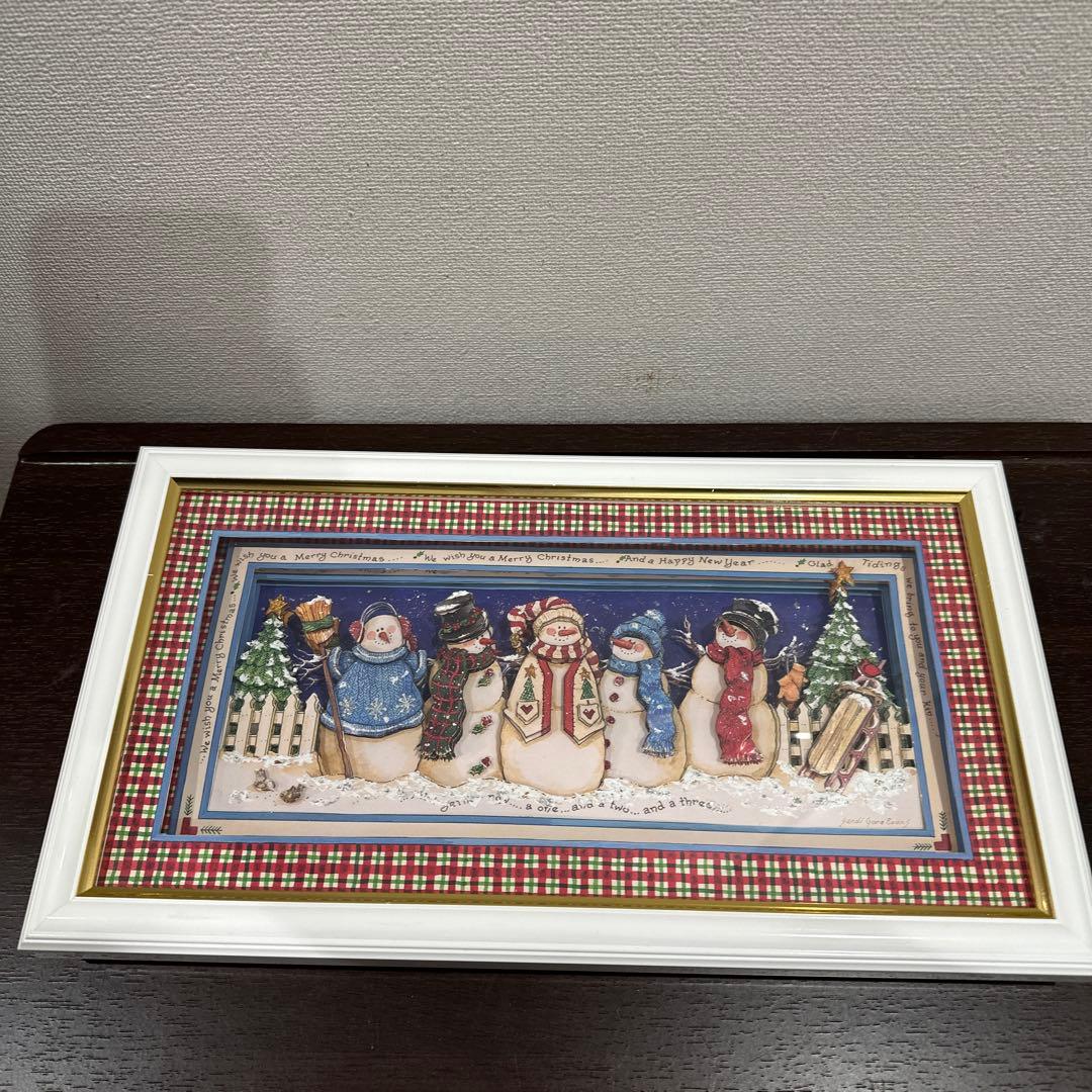 シャードボックス3Dアートクリスマスバージョン　サンタクロース　スノーマン