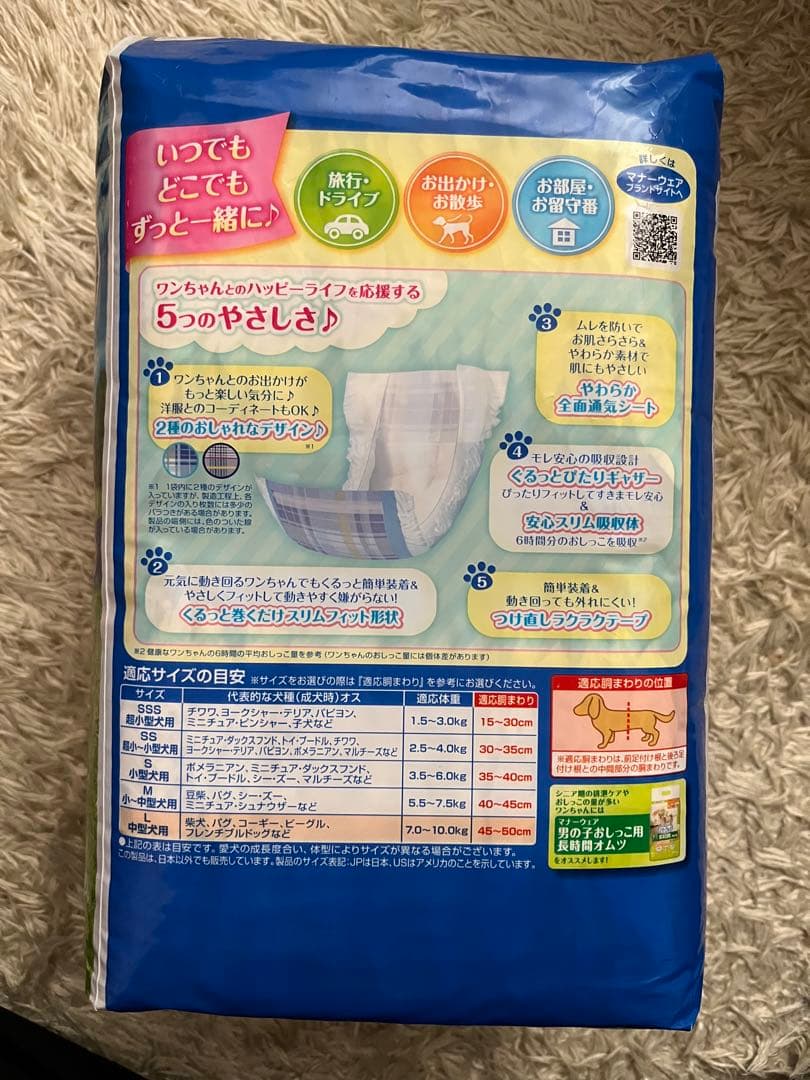 犬用マナーウェアLサイズ、おしりふきセット