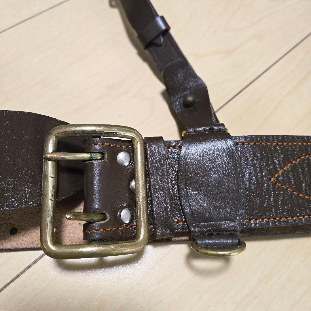 ソ連軍 実物 将校ベルト 剣帯 銅製バックル本革ベルト ストラップ