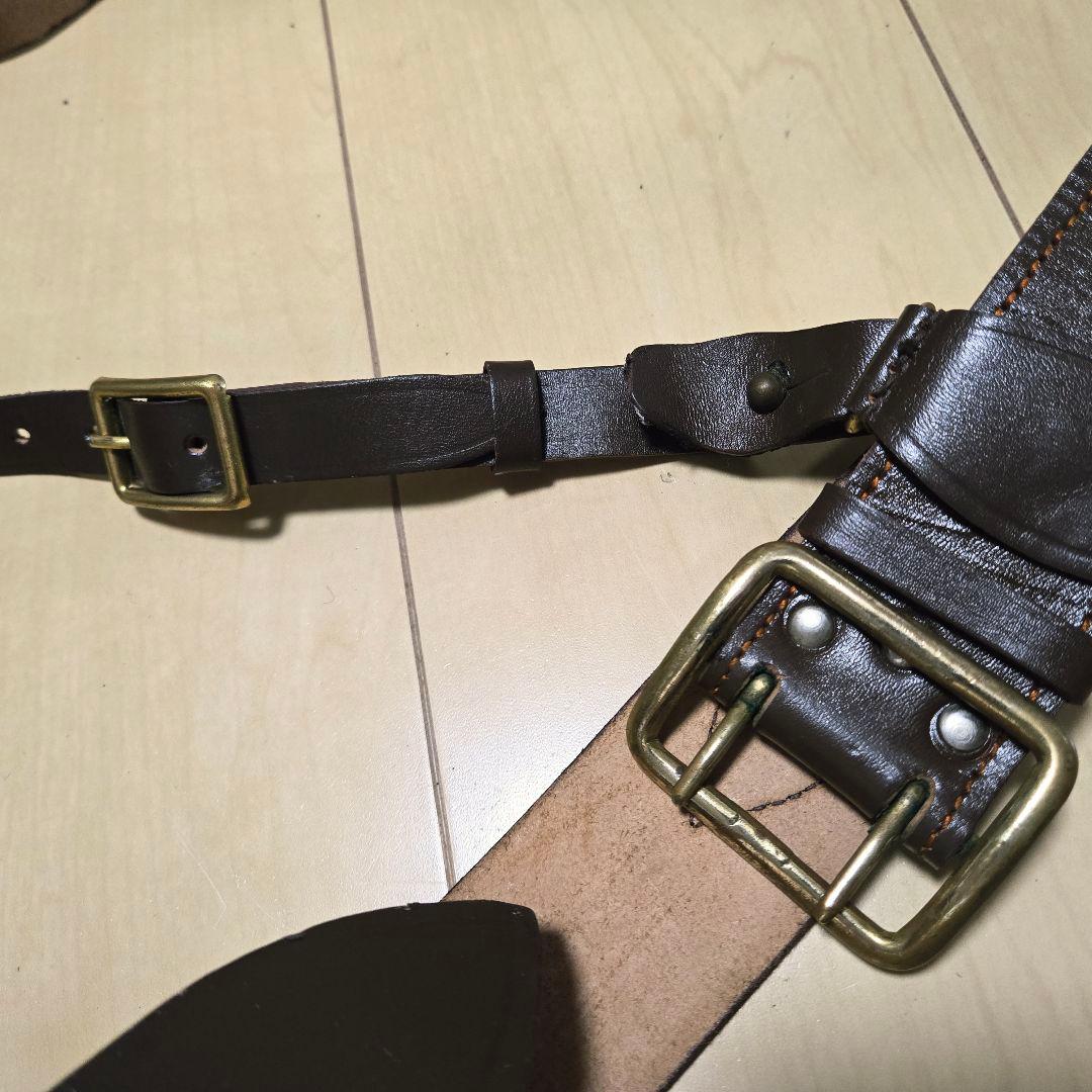 ソ連軍 実物 将校ベルト 剣帯 銅製バックル本革ベルト ストラップ
