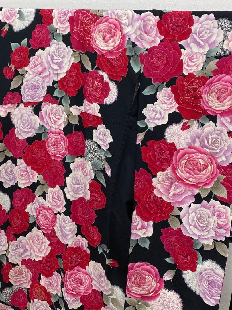 振袖 豪華 刺繍 金彩 紋意匠 薔薇尽くし レース柄 身丈169cm 撥水加工済