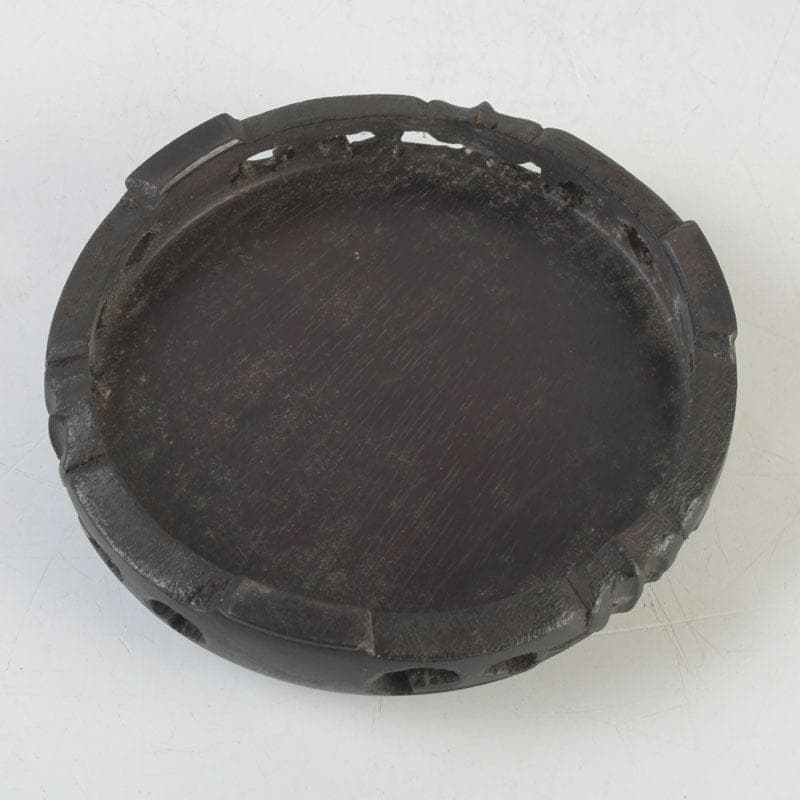 七宝焼　黄釉　花鳥文　花瓶　唐木台・箱付　D　9821