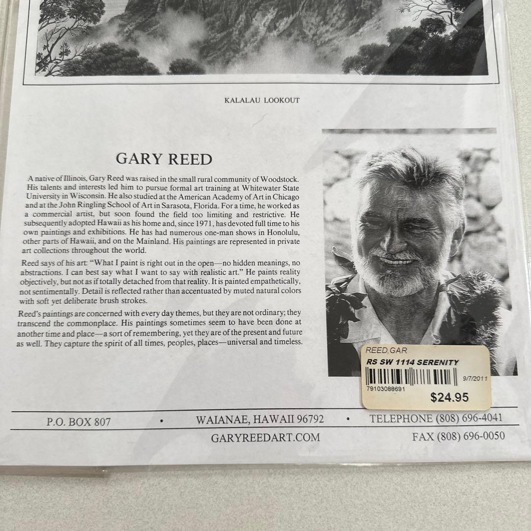 【最後の出品】高級コアウッドのフレーム　ハワイ熱帯植物の風景画 サイン入り