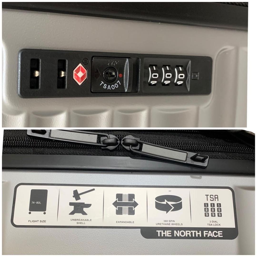 美品 ノースフェイス スーツケース TSAロック 24インチ 約65L シルバー