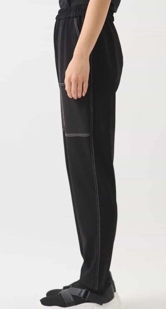 ヒロコビス　配色ステッチジャージーパンツ　ブラック　L