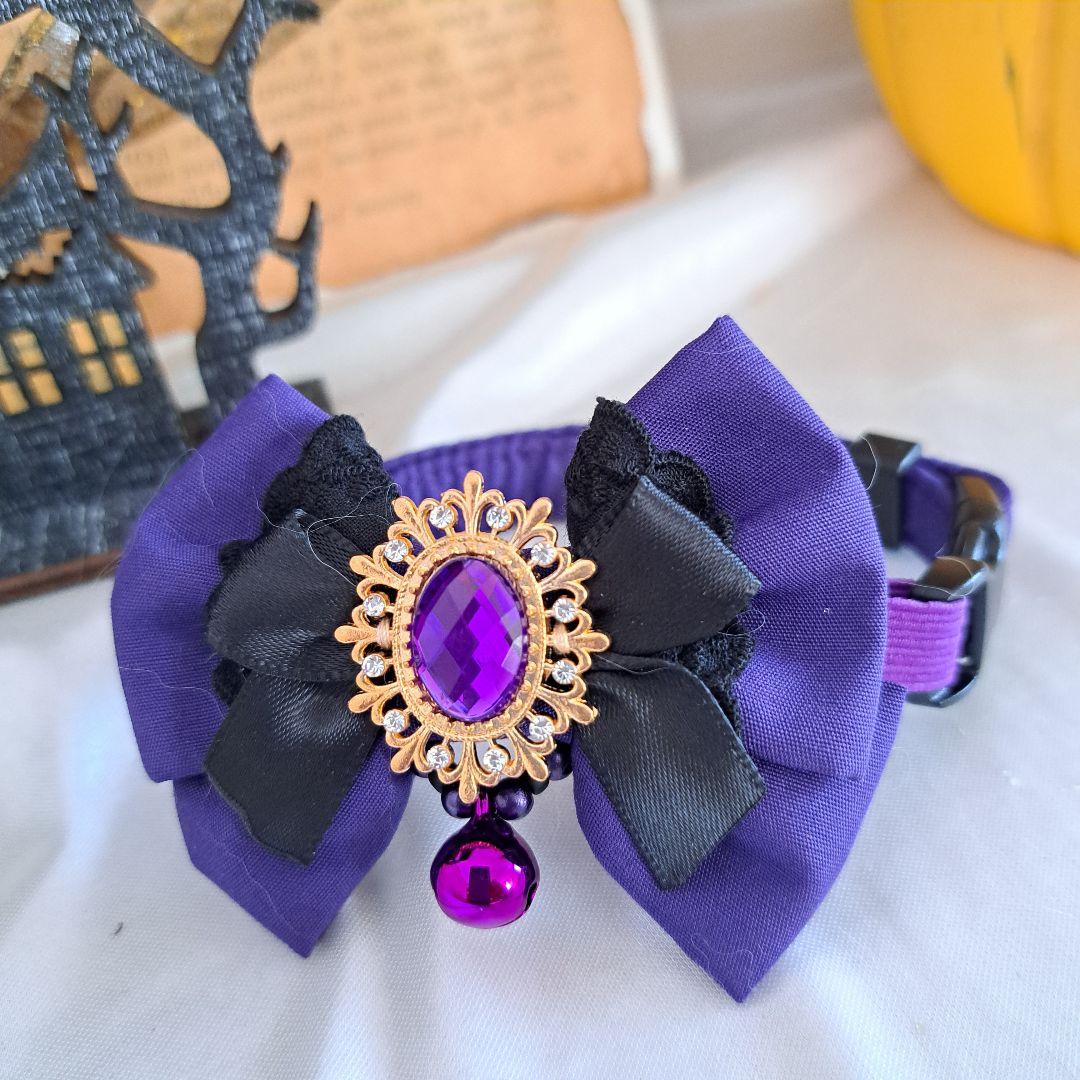 ハロウィン、ゴスロリタイプ(パープル)わんちゃん猫ちゃん用首輪