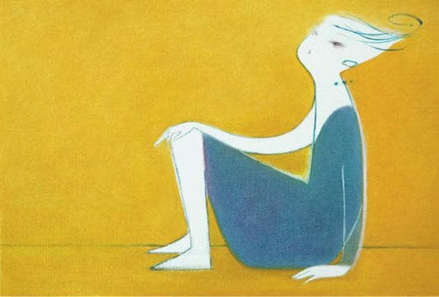 油絵 菅家令子 絵 絵画インテリア額付(青緑＋金色の枠) F4-071612女性