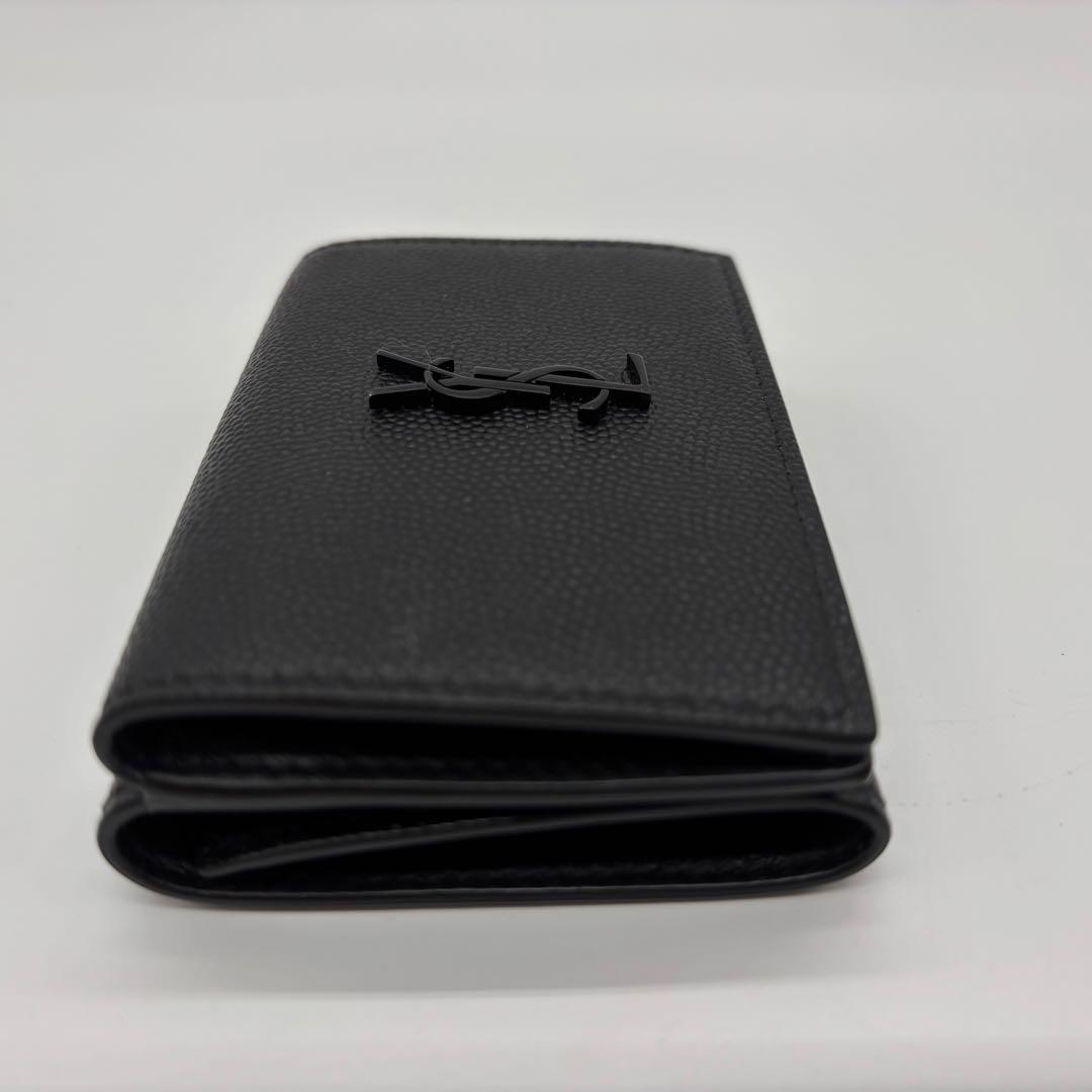 サンローラン YSL ブラックレザー 三つ折り財布 黒