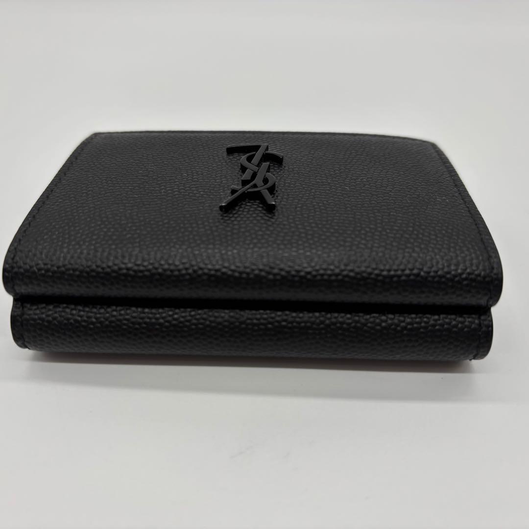 サンローラン YSL ブラックレザー 三つ折り財布 黒