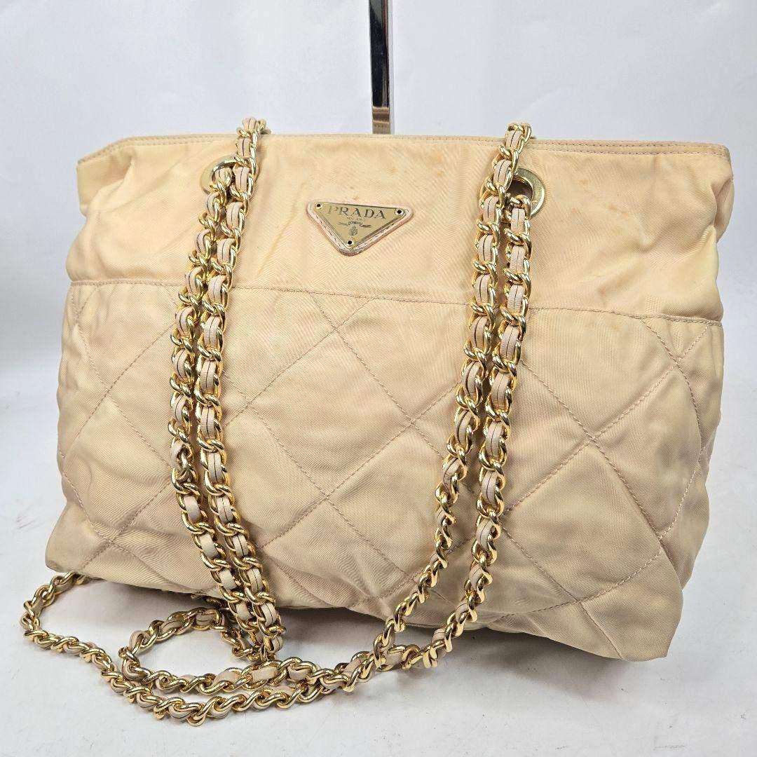 PRADA ダブルチェーンショルダーバッグ キルティング ナイロン