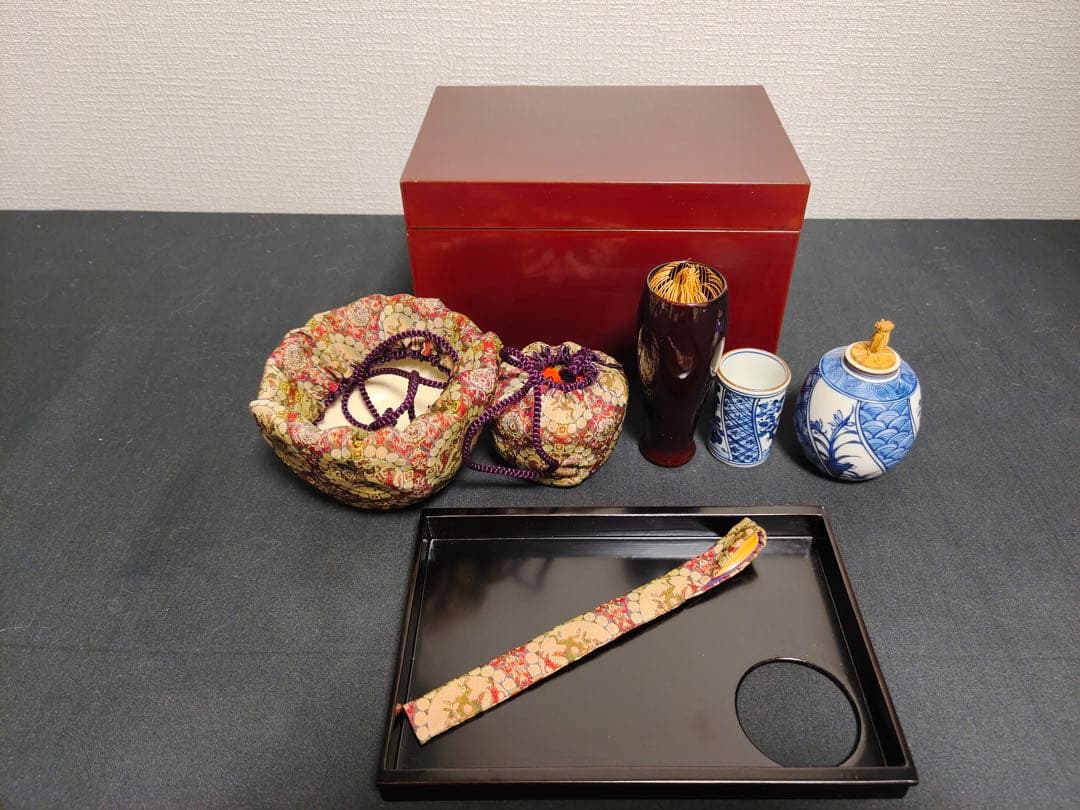 漆塗　利休茶箱　茶箱揃　平安春峰　野点　茶事　茶器　茶道具　セット
