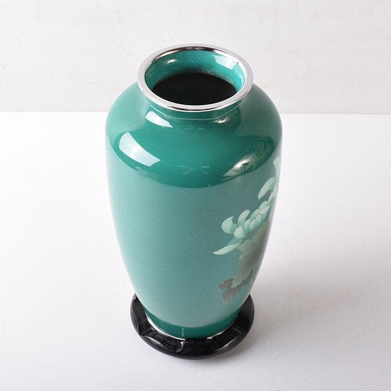 七宝焼　諸官庁御用達　野口製作所　花文　花瓶　共箱　M　R8356