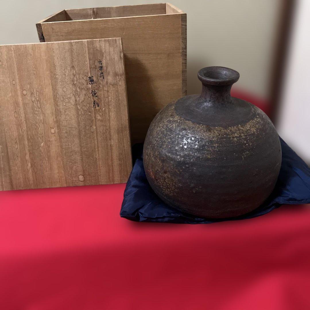 古備前 備前焼 江戸初期 桂又三郎 蕪徳利 鑑定箱 窯印丸