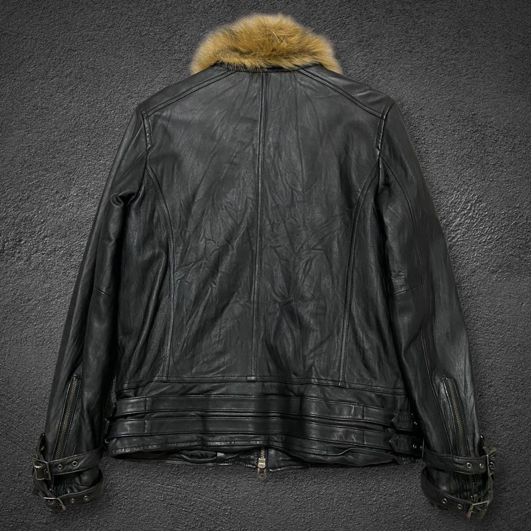 ジャケット・アウター JACKROSE fur biker leather jacket