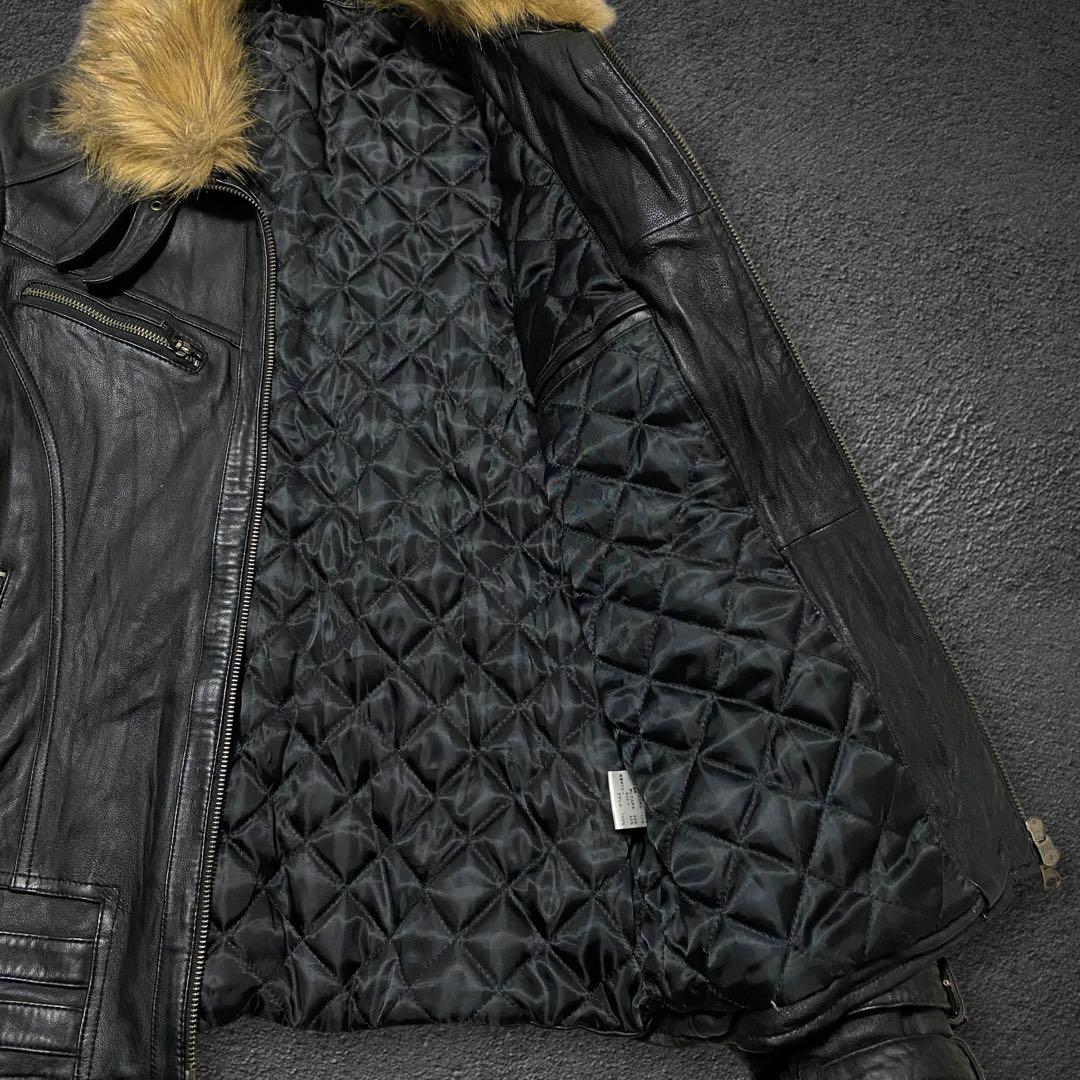 ジャケット・アウター JACKROSE fur biker leather jacket