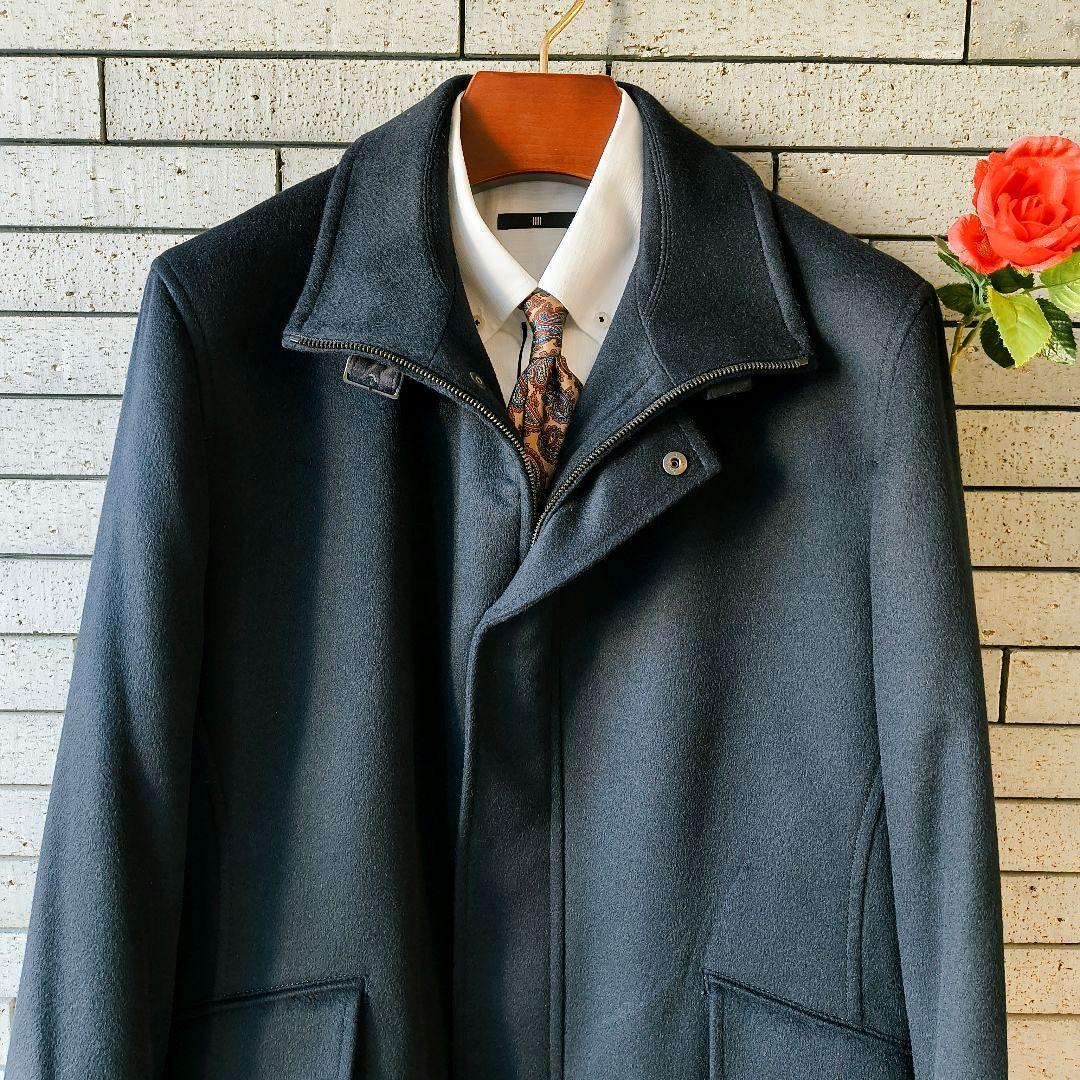 ♠ダーバン】✨美品　カシミヤ100%　ビジネスコート　フォーマル　日本製　黒　L