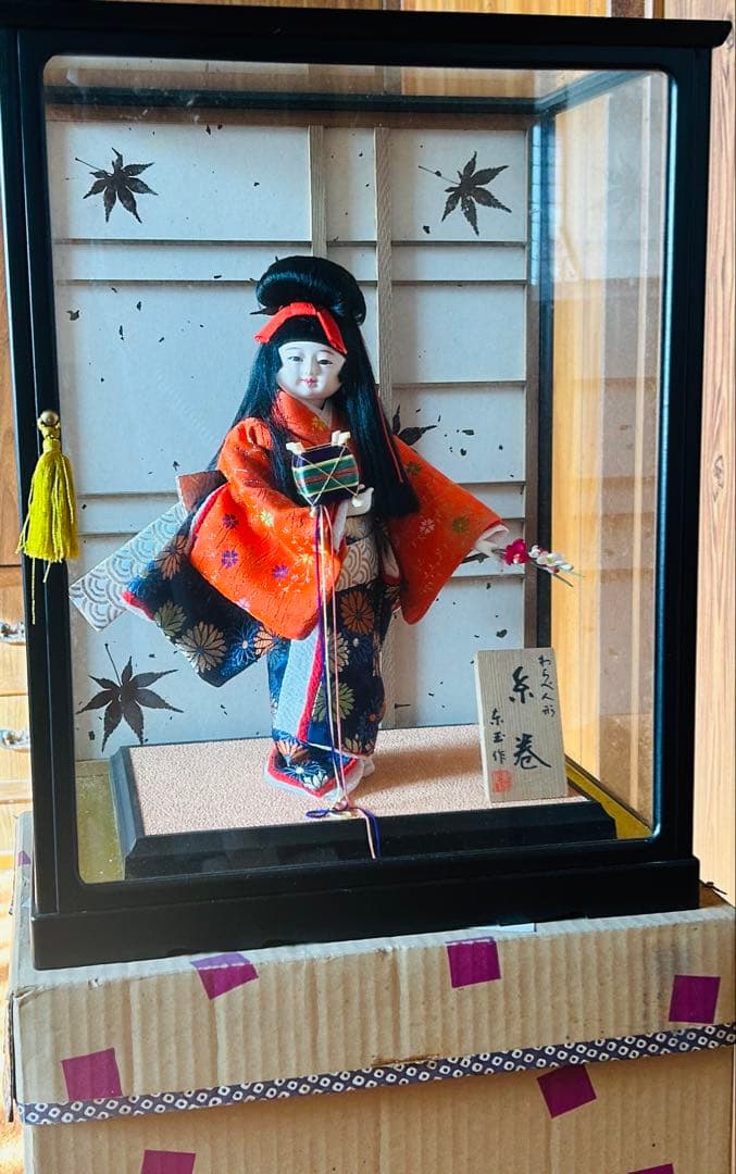 ビンテージ 東玉 日本人形 市松人形 ガラスケース 箱付き