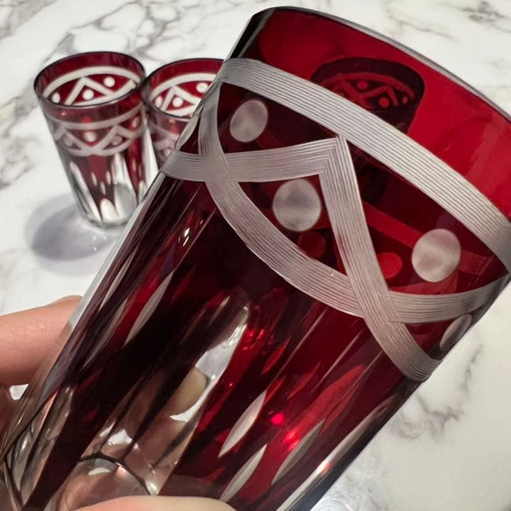 切子グラス　五個　大正ガラス