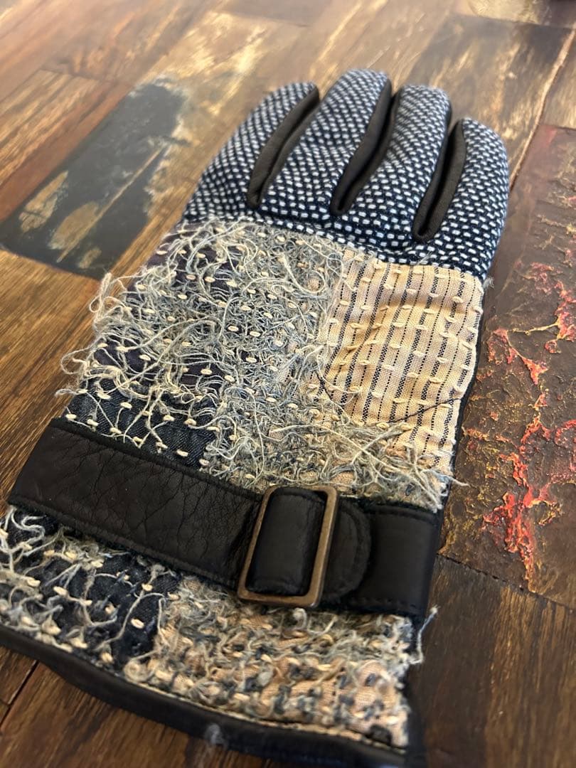 kapital キャピタル グローブ 手袋 デニム地 BORO 刺し子 レザー