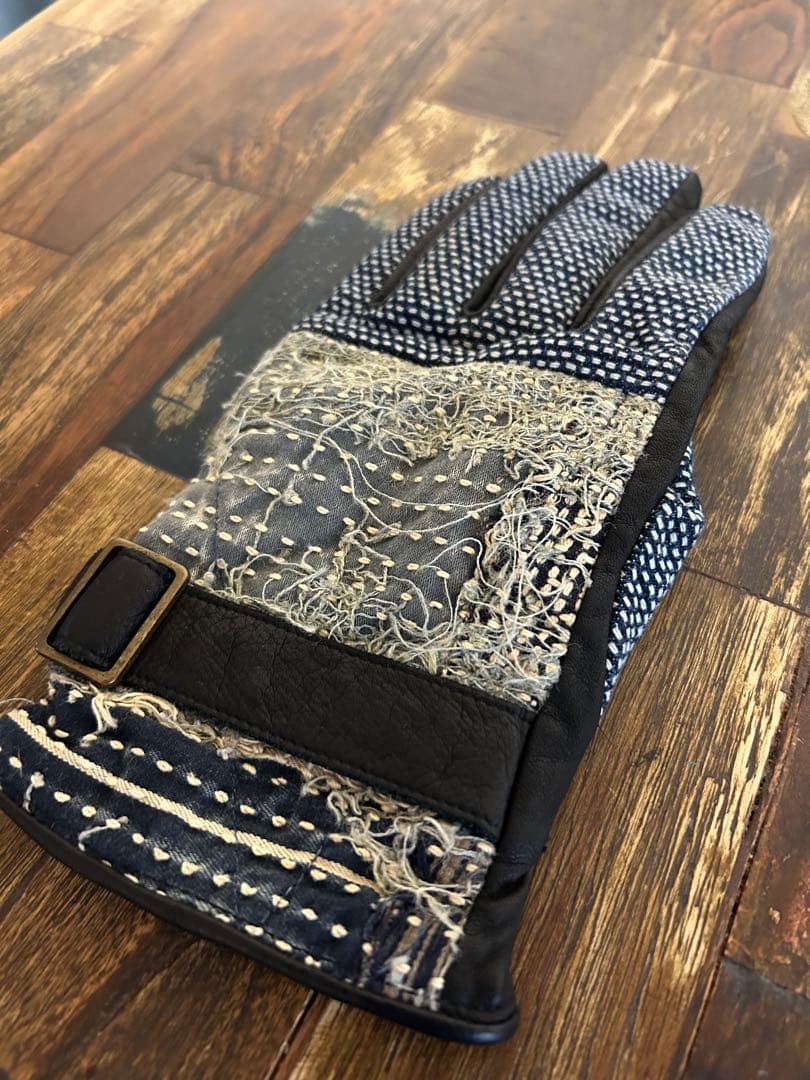 kapital キャピタル グローブ 手袋 デニム地 BORO 刺し子 レザー