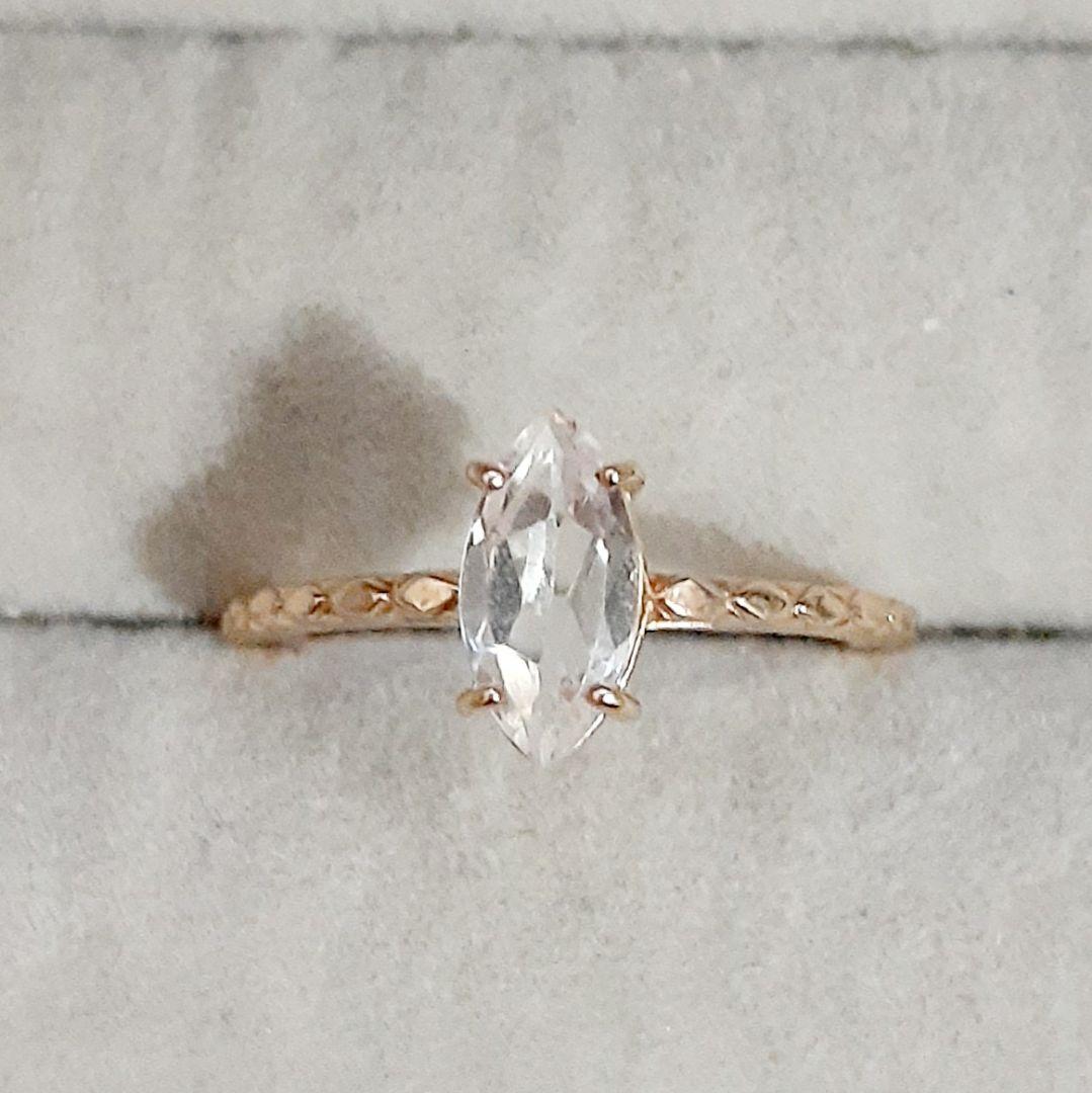 アガット K10YG クォーツ ピンキーリング