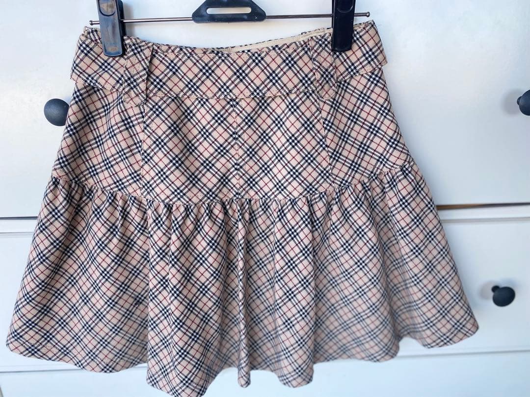 BURBERRY BLUELABEL チェック柄フレアスカート 36 ベルト付
