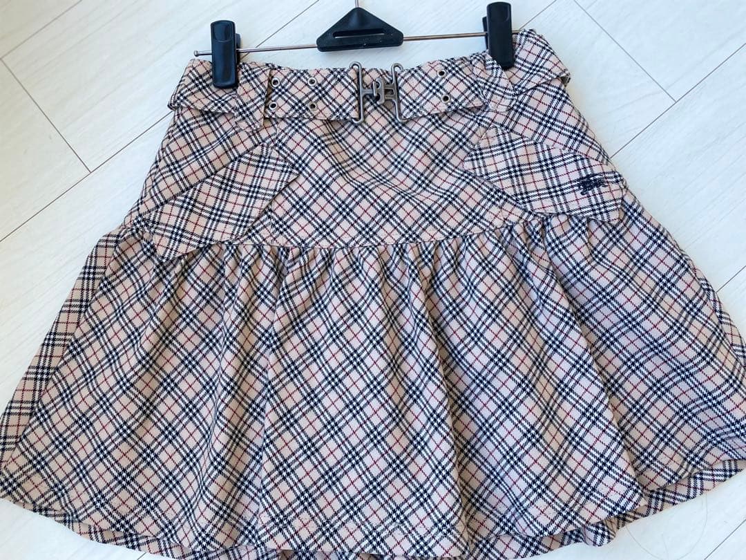 BURBERRY BLUELABEL チェック柄フレアスカート 36 ベルト付