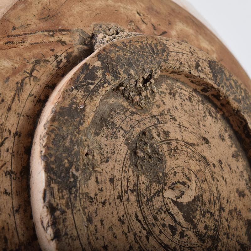 中国　磁州窯　鉄釉　花文　平鉢　裏千家十五代鵬雲斎極め箱　M　R8371