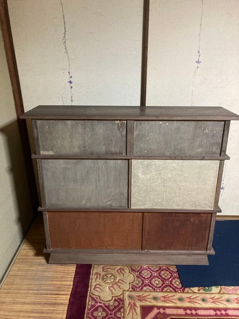 【神代杉】 骨董 アンティーク 飾り棚 茶箪笥 水屋 古民具 天板一枚板