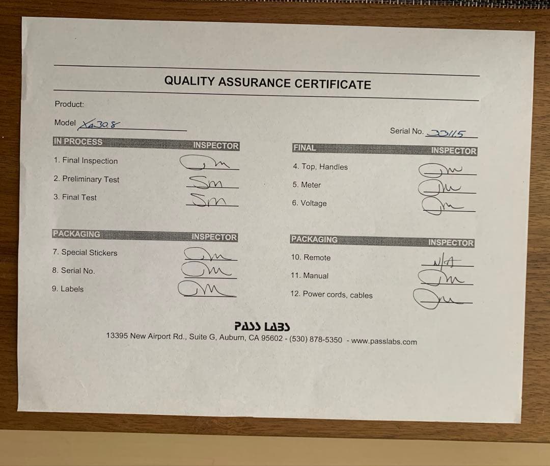 【美品】PASS Labs XA30.8 主力ハイパワーアンプ