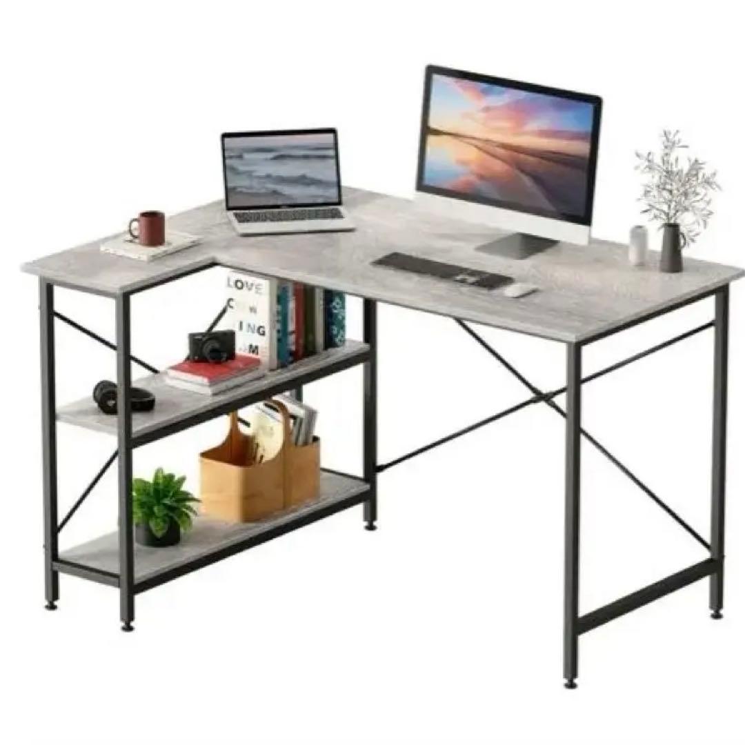 L字型デスク 幅120cm ライトグレー