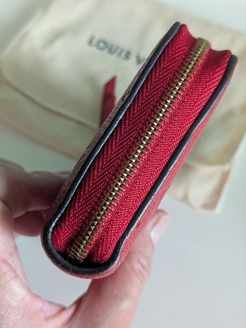 ルイヴィトン　モノグラム　アンプラント　ジッピー・パース　赤　 ミニ財布