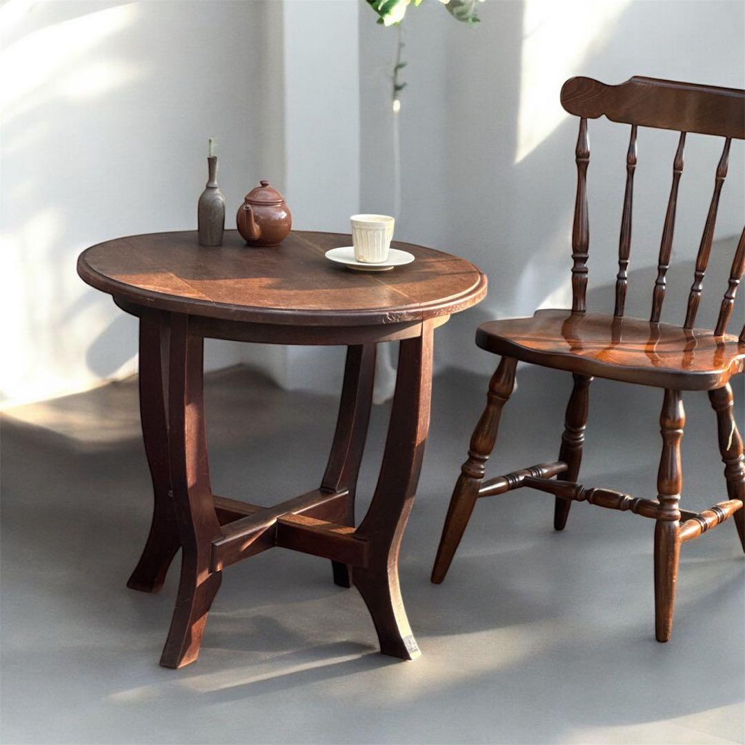 アンティーク　ラウンドテーブル　　シンプルデスク　カフェテーブル