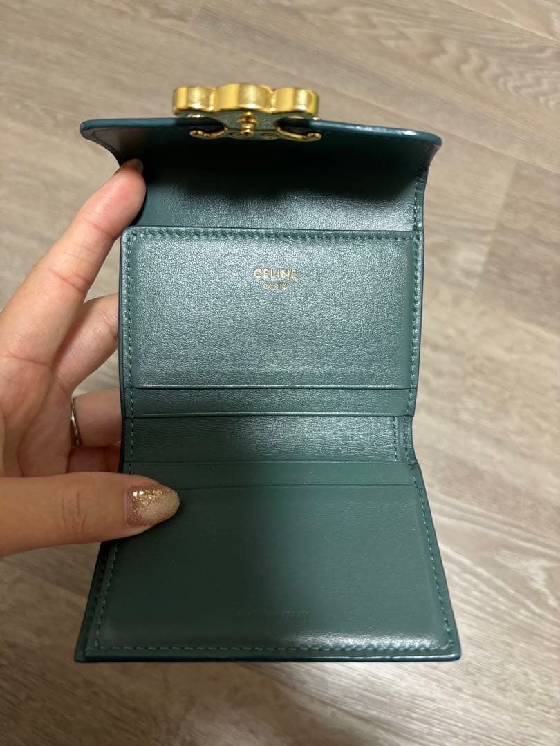 CELINE 入れ付きコンパクトウォレット　グリーン